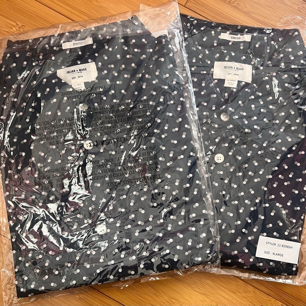Julian and Mark RYAN GEO DOT PRINT SHIRT Navy NEW in Original Packaging - Picture 4 of 4